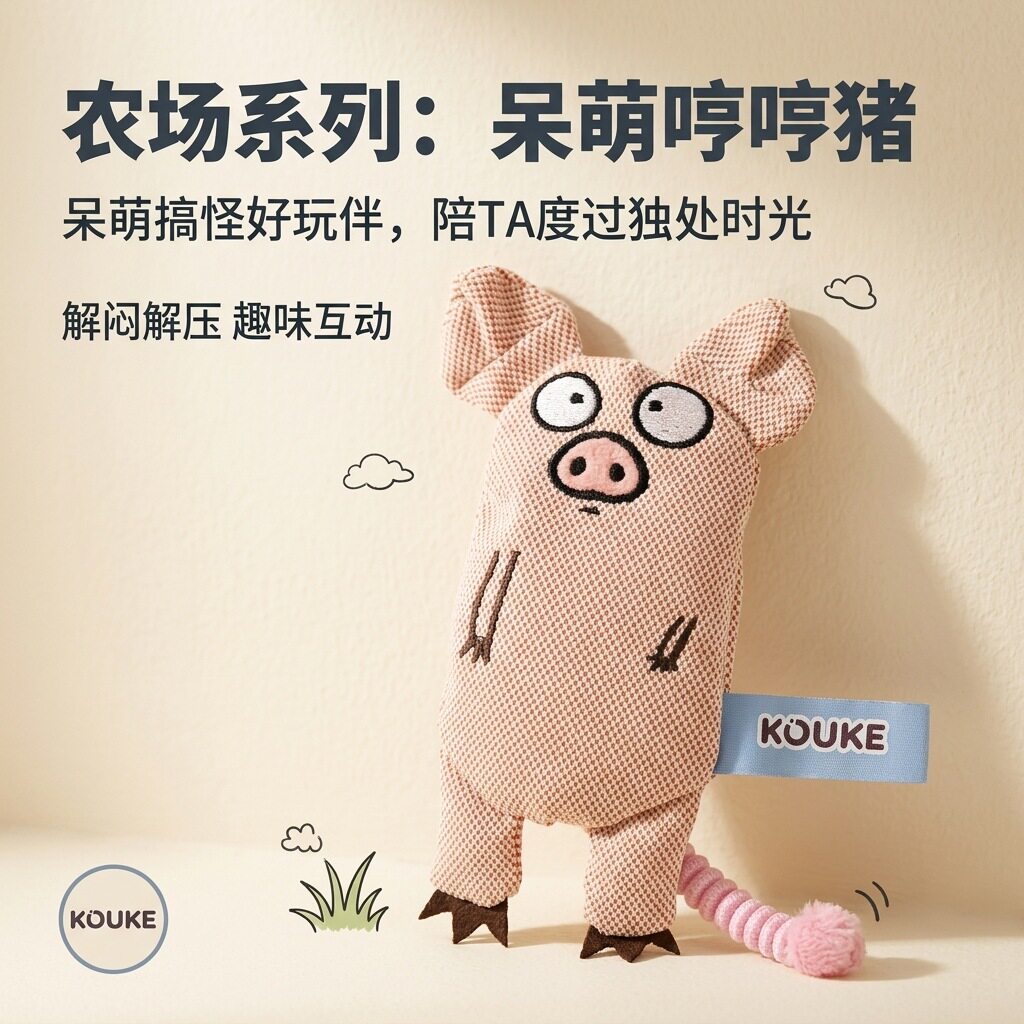 网红哼哼小猪宠物发声自嗨猫薄荷猫玩具 耐抓磨牙猫玩具安抚互动