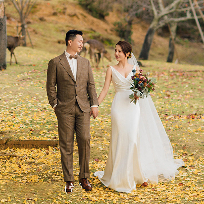 缎面轻婚纱法式复古简约轻便2026新款新娘结婚旅拍礼服女拖尾婚纱