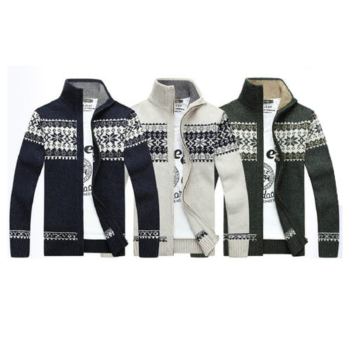 男青年开衫拉链立领毛衣Men knitted coat stand sweater Jackets