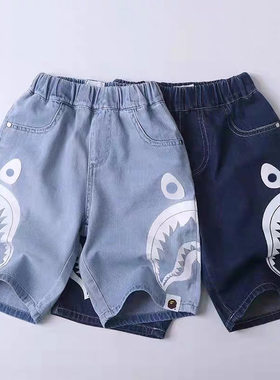 日系潮牌牛仔中裤男童