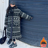 女童长款棉服2025年冬季新款中大儿童休闲提花羊羔绒大衣加厚棉衣，童装棉衣，祺儿童装