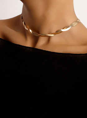 欧美跨境饰品潮流双层缠绕蛇骨颈链项饰女仙女风小众设计项链