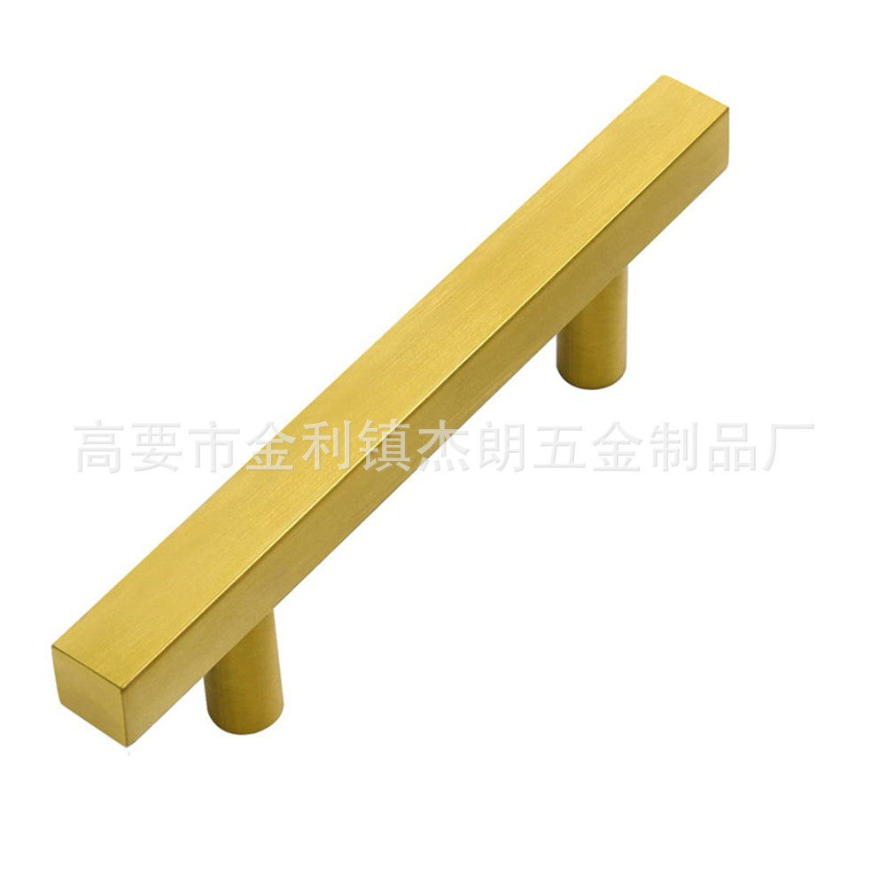 方形金色橱柜门拉手方管圆脚不锈钢现代简约抽屉衣柜金色加长把手