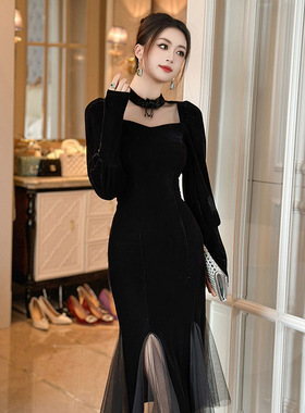 新中式国风改良旗袍连衣裙女春装新款立领气质显瘦鱼尾长裙11231