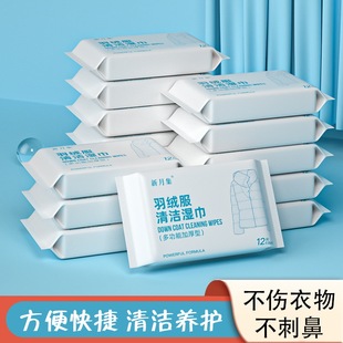 羽绒服清洁湿巾12片便携装免水洗湿纸巾衣物去渍湿巾抖音