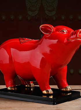 诸事大吉招财猪生肖猪摆件柿子客厅电视柜酒柜装饰送朋友生日礼物