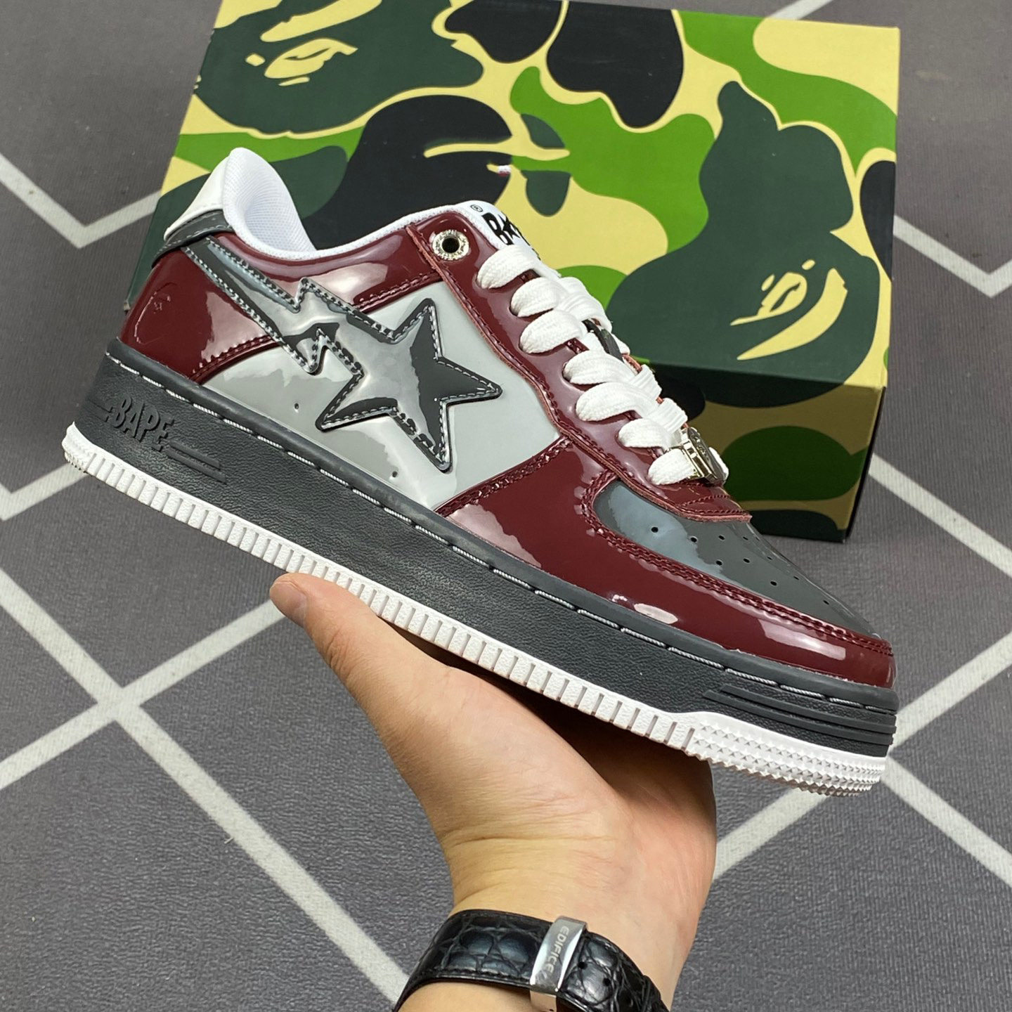 Putian Cross-Border Bapegoose Sta Camouflage Street Fashion Vibe Couple Shoes Breathable Leather Shoes for Men and Women