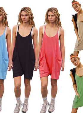 Women Rompers Beach Vacation Loose Overalls Shorts Jumpsuit