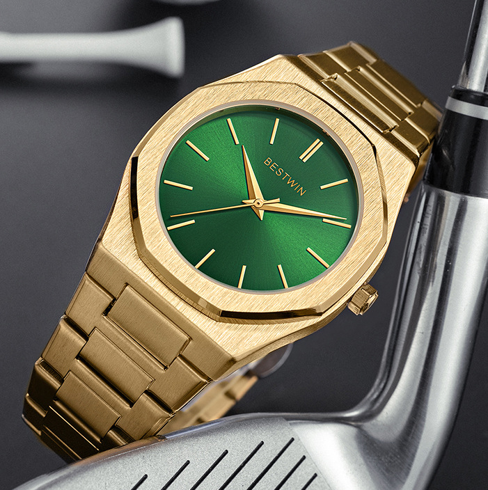时尚爆款BESTWIN男士商务手表八边形简约潮流石英钢带男腕表