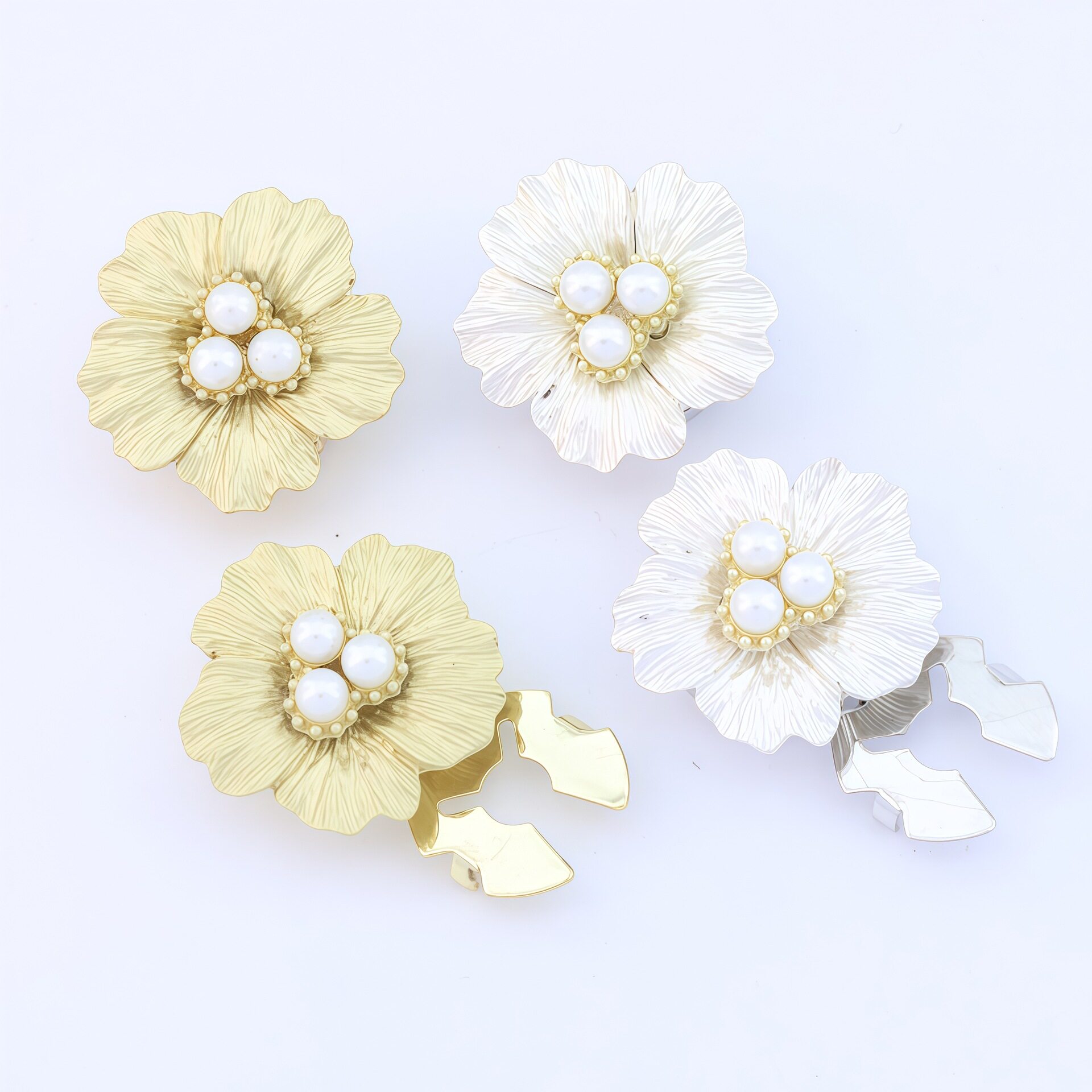 button cover 厂家跨境衬衣袖扣袖口金色花瓣水钻饰品钻饰纽扣套