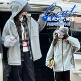 女童2025年新款时尚奥利绒保暖加厚连帽外套户外秋冬休闲简约修身，童装外套，祺儿童装