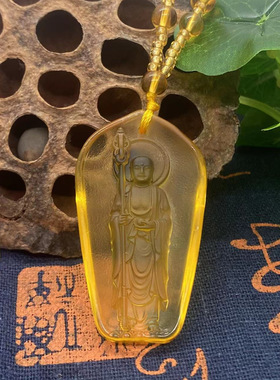 厂家直销地藏菩萨佛像佛牌琉璃吊坠挂件供奉站立挂坠寺庙跑量