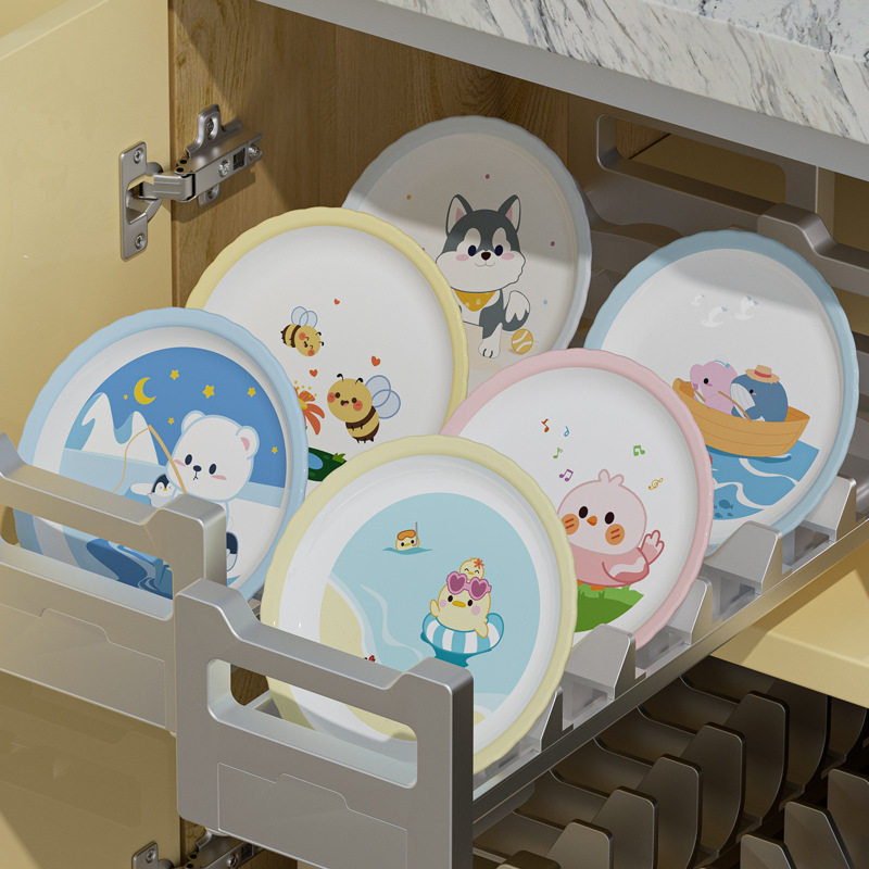 希尔食品级卡通餐碟套装吐骨碟味碟小碟子家用甜品盘子塑料圆形