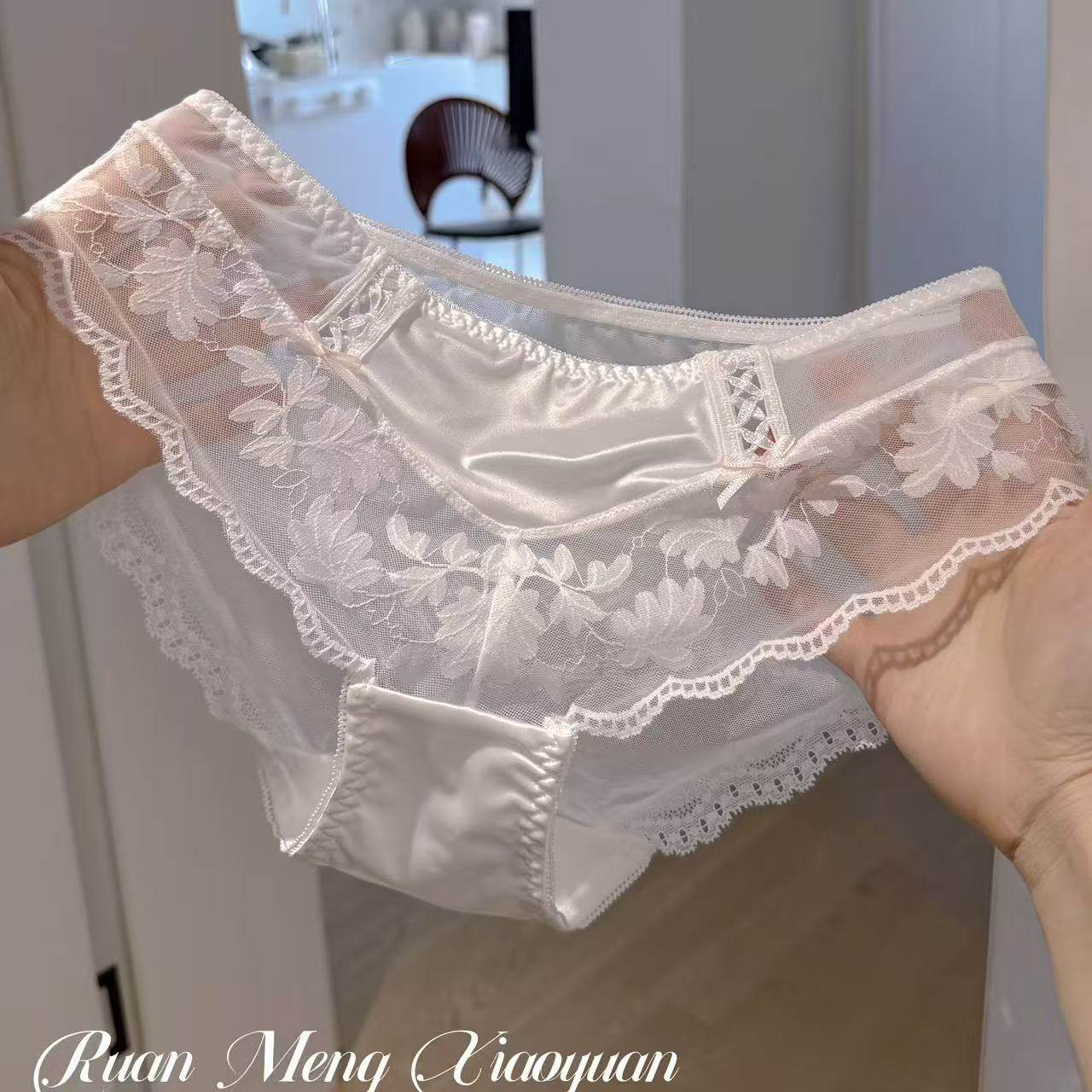 两边蝴蝶结浪漫法式复古性感蕾丝中低腰镂空网纱透视纯欲风女内裤,女士内衣/男士内衣/家居服,女三角裤,淘宝优惠券,粉丝福利购,淘宝优惠卷