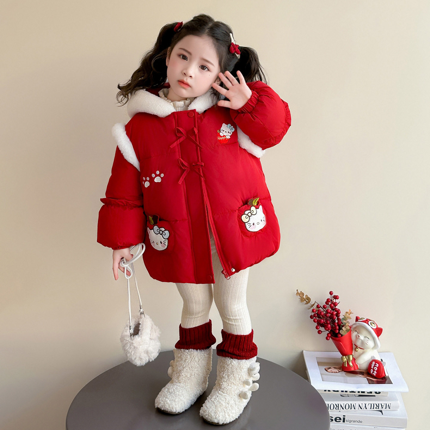 女童加绒棉服冬季2025新款韩版儿童保暖棉袄冬装女加厚棉衣潮，童装棉衣，祺妙童装