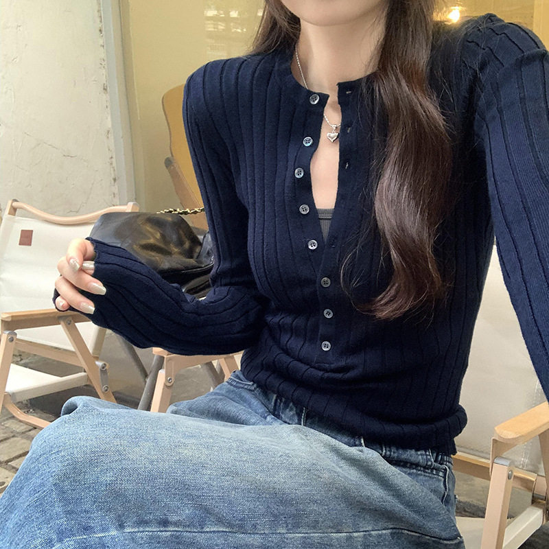 辣妹风修身显瘦打底衫上衣女春装秋冬纽扣亨利领内搭坑条针织毛衣,女装/女士精品,毛针织衫,淘宝优惠券,粉丝福利购,淘宝优惠卷