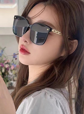 新款墨镜女级感ins网红款防晒太阳镜 大框圆脸显瘦太阳眼镜款