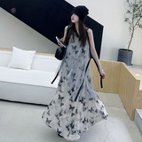 女童夏款吊带连衣裙儿童海边度假长款裙子女大童夏装级感沙滩裙，商品下架区，祺儿童装