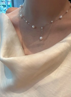 诸暨淡水珍珠4-7mm正圆微微瑕极光纯银满天星项链超闪气质锁骨链