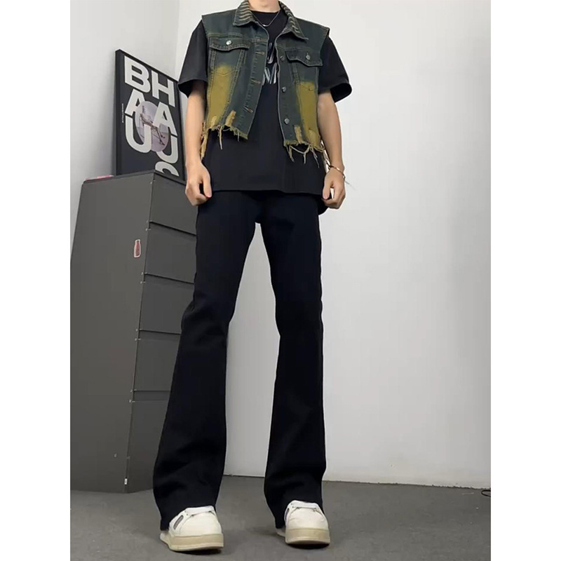 庞博文同款裤子白色微喇牛仔裤百搭痞帅级感显瘦显腿长休闲弯刀裤