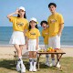一家四口龄亲子穿搭 印花亲子装 短袖 2026春夏彩色多巴胺纯棉新款