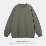 圆领卫衣美式字母刺绣插肩袖帽衫复古宽松外套L3895-P44控78，男装卫衣，电商A362