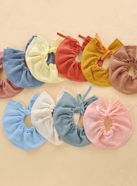 ins风纯棉纱布围嘴新生儿婴儿口水巾柔软A类宝宝饭兜围兜可调节