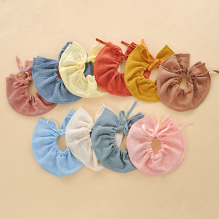 ins风纯棉纱布围嘴新生儿婴儿口水巾柔软A类宝宝饭兜围兜可调节