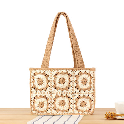 New style cotton yarn hand-crochet patchwork woven bag versa