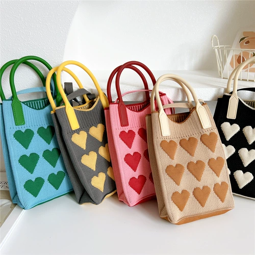 Мультяшная маленькая летняя сумка через плечо, трикотажная небольшая сумка, кошелек, с медвежатами