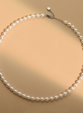 S925银诸暨天然淡水珍珠项链女夏锁骨链级感百搭串珠首饰颈链