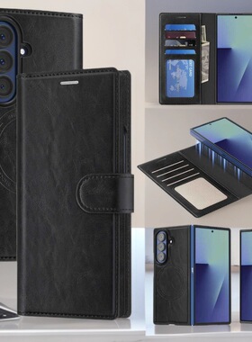 适用三星Z Fold3/4/5/6/7商务两用皮套Magsafe磁吸手机壳FRID防盗刷皮壳谷歌Pixel10 Pro Fold折叠翻盖保护套