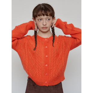 百搭菱格针织开衫 休闲圆领马海毛净版 2024早春新品 H5937 玳禾