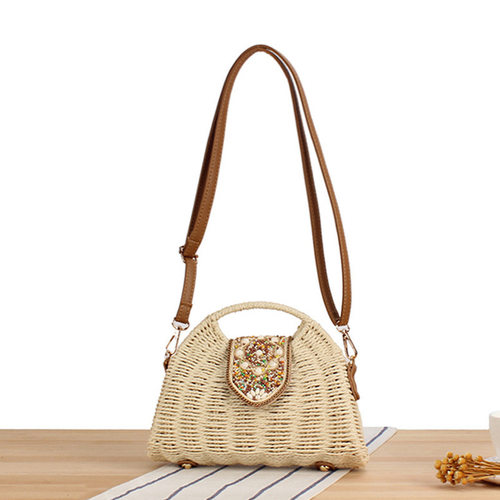 Fashionable paper rope woven crossbody small bag niche minim