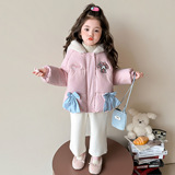 女童蝴蝶结棉衣冬装2025新款儿童加厚外套洋气女卡通棉袄棉服P106，童装棉衣，祺妙童装