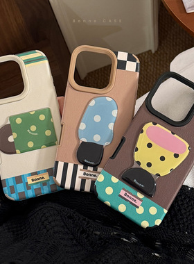 TAN｜皮纹立体手机壳适用iphone16手机壳苹果15pro可爱茶杯台灯立体图案手机保护壳级感防摔壳