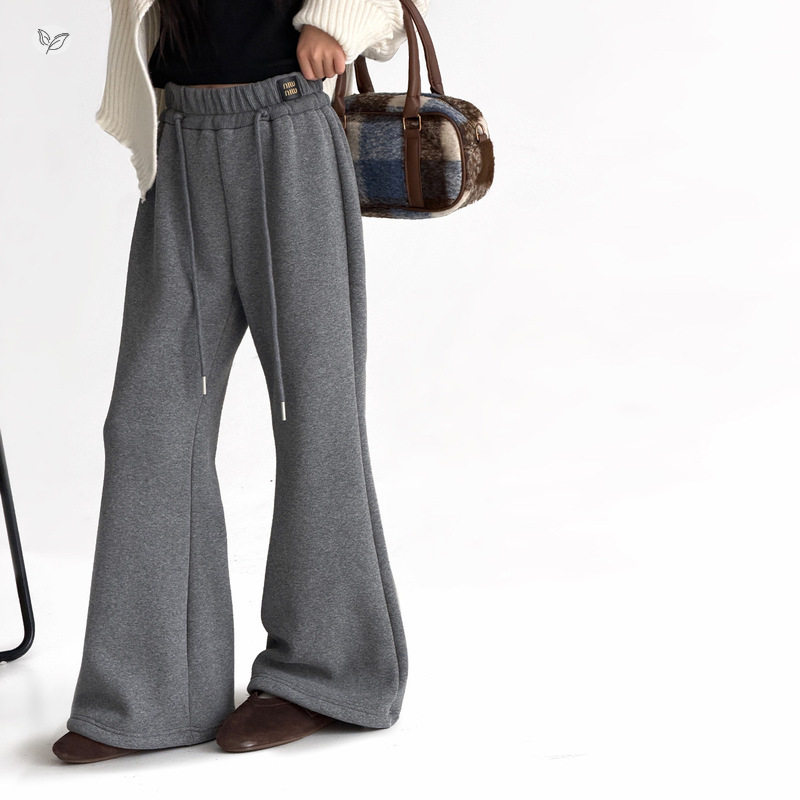 女童2025年冬季新款贴标一体绒加绒休闲喇叭裤女大童户外保暖卫裤，童装裤子，祺儿童装