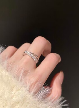 交叉戒指环镶锆石时尚个性女