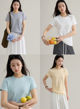 【氧气系列正肩tee】歌铭圆领短袖t恤女装春季新款内搭上衣S2082F