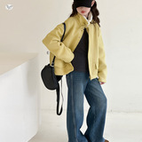 女童2025冬款皮毛一体翻领毛毛外套休闲女孩外出保暖呢大衣棒球服，童装外套，祺儿童装