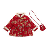 女童风拜年服冬季2025新款女旗袍裙子保暖冬装喜庆棉衣外套P93，童装外套，祺妙童装