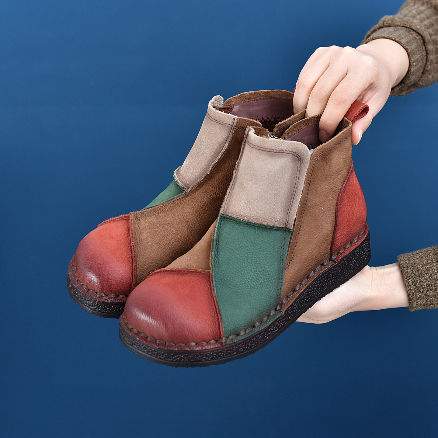 头层牛皮增高休闲复古