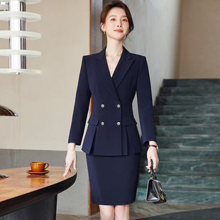 场合正装 套裙春秋气质双排扣正式 售楼部工作服 七分袖 高端职业套装