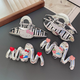 新款猫咪可爱发夹不伤发级感后脑勺银色抓夹女大号发量多鲨鱼夹