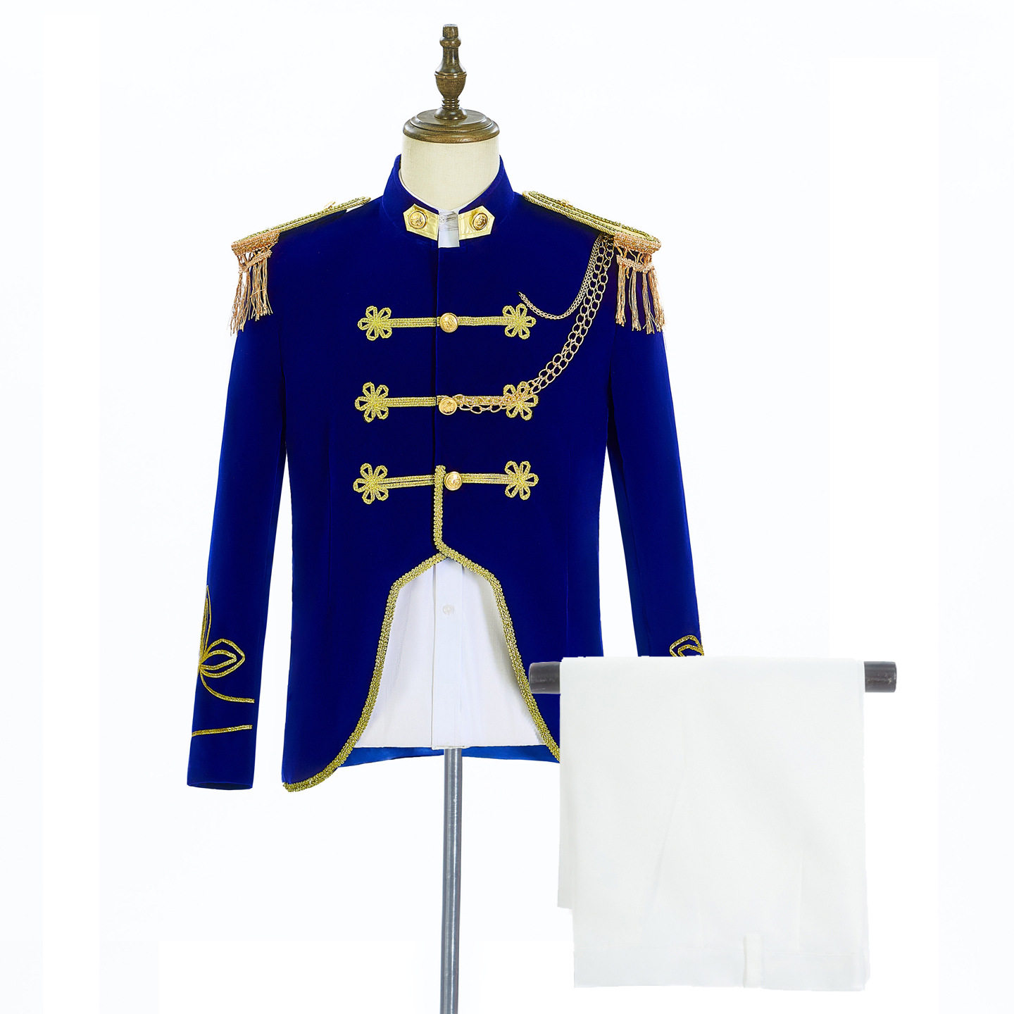 欧洲复古海军礼服男女款红蓝黑色欧式宫廷风演出服军乐队制服影楼