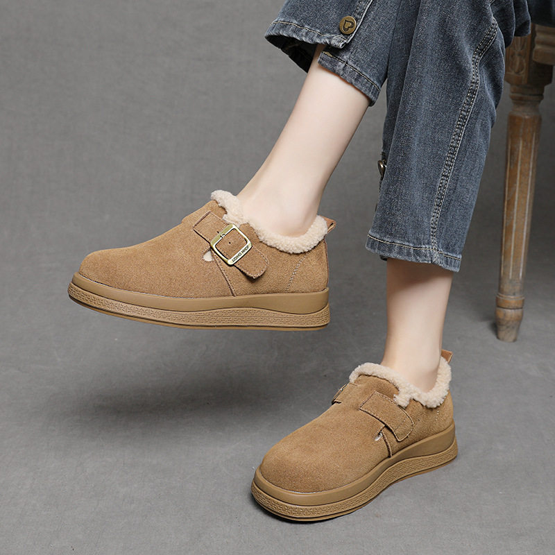 真皮勃肯毛毛鞋冬季加绒加厚平底2024新款保暖棉鞋百搭休闲女鞋