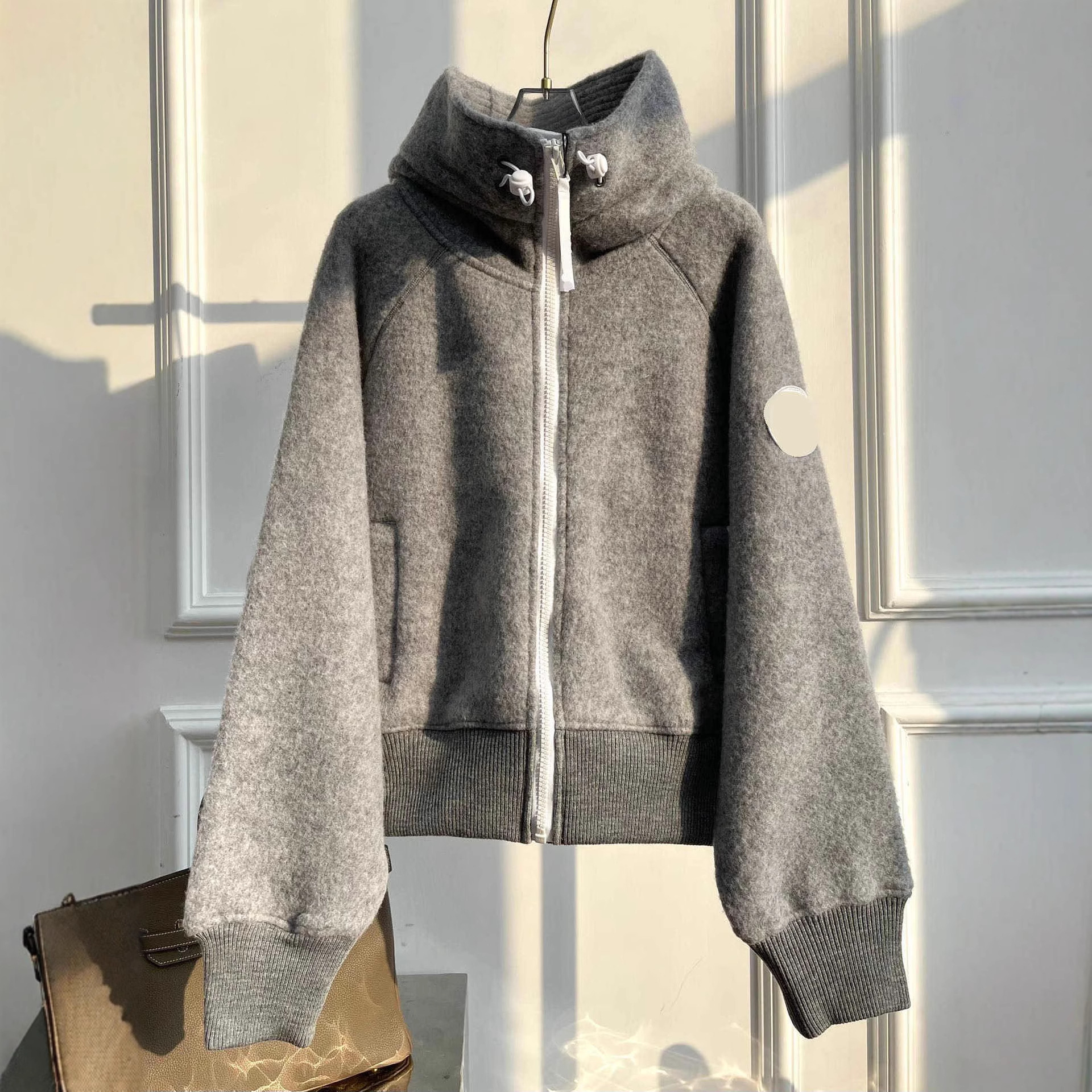 ogo臂章车章羊毛双面抓绒外套