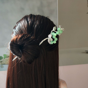 级感精致绿葡萄发簪古风簪子金属感复古汉服发钗盘发发饰发钗女