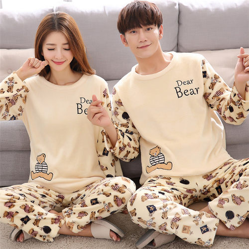 couple sleepwear set winter women home wear pajamas 情侣睡衣