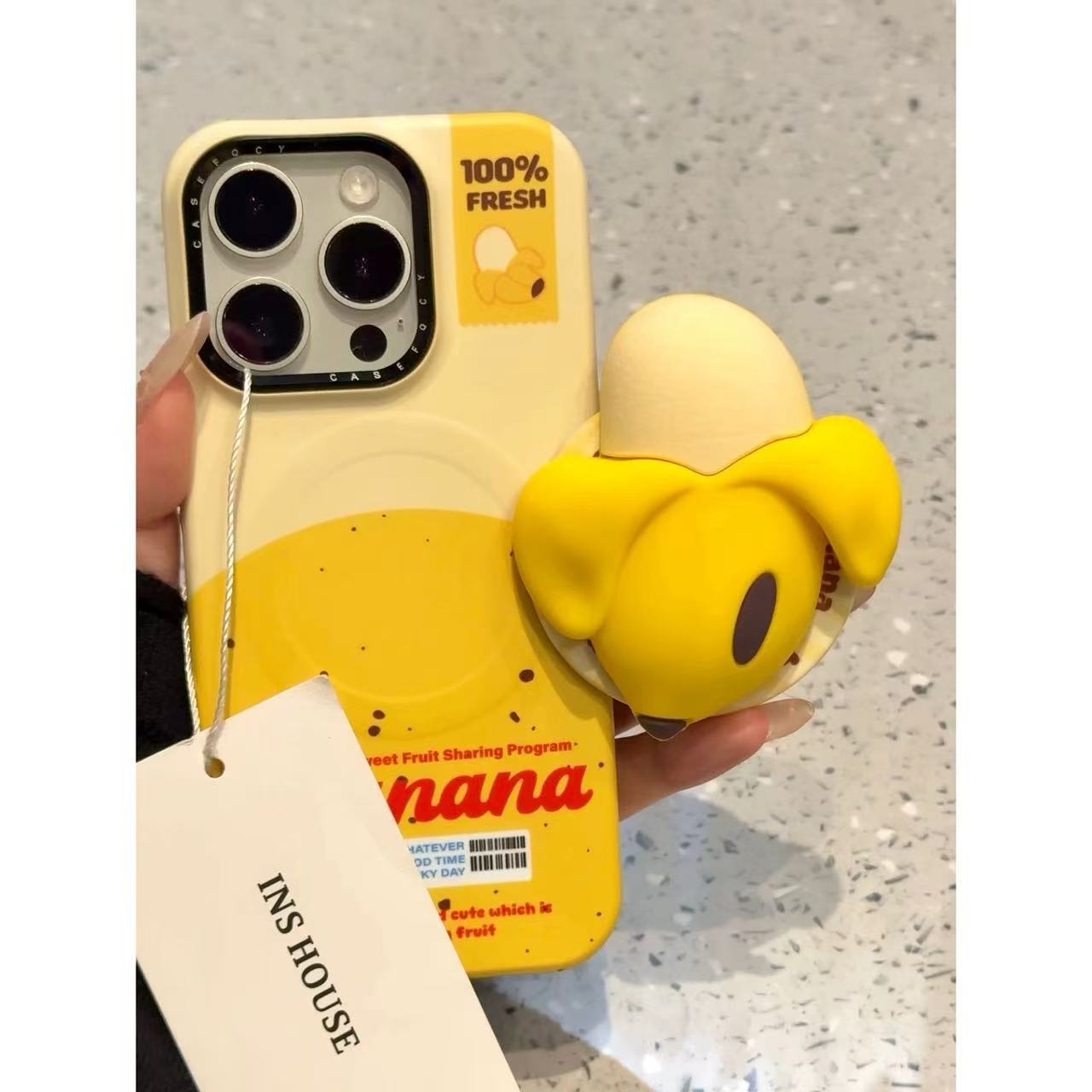 适用苹果16手机壳3D立体香蕉磁吸支架15promax创意ins剥开香蕉菲林iPhone16pro苹果15手机套14个性13promax黄